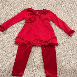 Red Long Sleeve Velvet Isobella & Chloe  Outfit - size 5